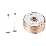 Hama Lautsprecherständer 2er-Set, höhenverstellbar bis 123 cm, je 5 kg belastbar, versteckte Kabelführung, Silber & Amazon Basics 16-Gauge Speaker Wire - 100 Feet