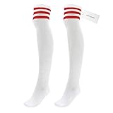 CHIC DIARY Damen Mädchen Overknee Strümpfe Streifen Kniestrümpfe geringelte Sportsocken Chearleader Kostüm College Socks