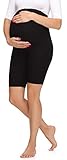 Merry Style Damen Kurze Umstandsleggings aus Viskose MS10-299 (Schwarz, L)