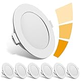 LED Einbaustrahler ultra Flach 230V LED Spots 3 stufe Dimmbar Einbauleuchten 6er Set IP44 Deckenspots 6W Warmweiss Deckenstrahler 3000K für Wohnzimmer Badezimmer Einbautiefe 26mm