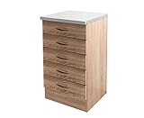 Flex-Well Küchenschrank HERNE - Auszugs-Unterschrank - 5 Schubladen - Breite 50 cm - Eiche Sonoma