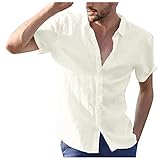 Dasongff Herren Hemd Kurzarm Freizeit Leicht Sommerhemd Basic Men´s Shirt Sommer Slim Fit Casual Einfarbig Stehkragen Hemden Leinen Optik Strandhemd Freizeithemd für Männer