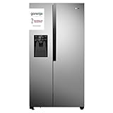 Gorenje NRS 9182 VX Side by Side Kühl-Gefierkombination/Inverter Kompressor/NoFrost Plus/IceMaker/Gemüsefach/Flachenablage/Kühlteil 371 L/Gefrierteil 191 L/ 42dB/ 323 kWh/ Jahr/ Edelstahl-look