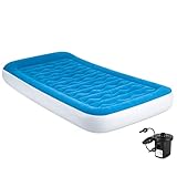 Twin-Luftmatratze für Zuhause und Camping Selbstaufblasbares Pad-Blow-Up-Bett mit integriertem Kissen Anti-Leckage-Luftmatratze mit wiederaufladbarer Pumpe für Zuhause, Gäste, Höhe 25 cm