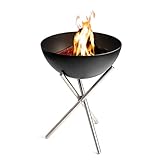 höfats - Bowl Feuerschale mit Dreibein - als Feuerstelle, Grill und Plancha nutzbar - für Garten und Terrasse - Stahl emailliert - schwarz