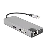 Vikye USB-C-Hub, 8-in-1-USB-Typ-C-auf-VGA-HD-Multimedia-Schnittstellen-Hub-Adapter, USB 3.0-Anschlüsse PD-Schnelllade-Hub