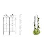 Relaxdays Rankgitter 2er Set, Metall, 180 x 50 cm,dunkelgrün & Rankobelisk beschichtetes Metall 190 cm, witterungsbeständige Garten Rankhilfe für Rosen und Blumen, grün