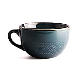 700 ml große Suppenschüssel, Keramikkorn-Suppentasse/ Kaffeetasse/Salatschüssel, Mikrowellensichere Tasse，Für Milchsalat Cappuccino Müsli, 24 Unzen (Dark Green)