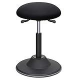 SONGMICS Höhenverstellbarer Bürohocker, ergonomischer Arbeitshocker, um 360° drehbarer Hocker, Sitzhöhe 50-70 cm, mit Anti-Rutsch-Bodenring OSC01BK