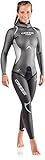 Cressi Free Lady Wetsuit 3.5mm - Apnoe-Neoprenanzug aus 3.5 mm glattem Neopren, Silber Schwarz Farbe, Blau, L