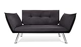 Easysitz Sofa 2 Sitzer Schlafsofa Zweisitzer Klein 2-Sitzer Couch Schlafsessel Bettsofa Futon Bed Sessel Sitz Kleines Sitzen für Er EIN Einer Zweier Mein Personen Farbauswahl (Anthrazit-Schwarz)