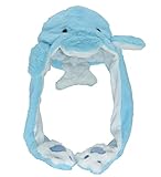 JOYHY Kinder Erwachsene Plüsch Hut Ohr Moving Ear Flap Hut mit Pfote Blau Delfin