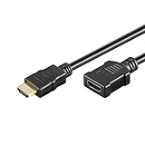 Goobay 69912 High Speed HDMI Verlängerungskabel mit Ethernet, HDMI™-Stecker (Typ A)  HDMI-Buchse (Typ A), vergoldet, 0,5m