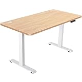 Devoko Höhenverstellbarer Schreibtisch 120 x 60 cm Schreibtisch Höhenverstellbar Elektrisch 2-Fach-Teleskop mit Tischplatte Sitz- & Stehpult (Beige, 120 x 60 cm)