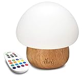 Neeny Baby Nachtlicht in 16 Farben Fernbedienung Pilz LED Holz Einstellbare Helligkeit & RGB Farben USB Silikon Kinder Baby Tisch Nachttisch Schlafzimmer Lampe