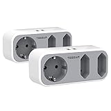 Doppelstecker für Steckdose, 2 Pack TESSAN 5 in 1 Mehrfachstecker für Steckdose, Steckdosenadapter 3fach mit USB Mehrfachsteckdose, Steckdosenverteiler Kompatibel mit Phone und Haushaltsgeräte