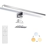 LED Spiegelleuchte Dimmbar, SOLMORE 12W 1200LM 40cm Spiegellampe mit Fernbedienung Badezimmer Badleuchte Neutralweiß/Warmweiss/Weißlicht, IP44 Wasserdichte Badlampe Spiegelschrank Beleuchtung 220V