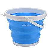 NAUDILIFE 10l Falteimer Silikon Eimer faltbar Putzeimer ,für Reinigung Camping Angeln Küche Camping und Outdoor Survival (Blau)