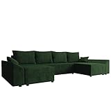 Ecksofa Chione U Cord mit Bettkasten und Schlaffunktion, 4 Sitzer Eckcouch, U-Form Sofa für Wohnzimmer, symmetrisches Ecksofa, Polsterecke mit Bettfunktion, Wohnlandschaft (Poso 14)