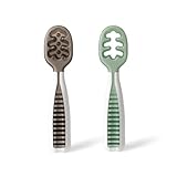 NumNum Lernlöffel für Baby, 2er-Baby-Set, Silikon-Löffel, Phase 1 + 2, beste Baby-Löffel empfohlen von BLW-Experten, Baby Led Weaning), Grau/Grün baby spoon