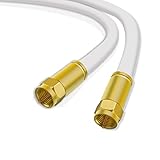 5m SAT TV Koaxial Kabel 135dB Ultra HD 4K Satellitenkabel 5-Fach Schirmung DVB-S2 DAB vergoldete F-Anschlussstecker für Sat-Anlage, Kabelmodem mit F-Stecker 75Ohm Weiß