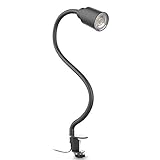 B.K.Licht - LED Klemmleuchte - Schreibtischlampe mit 5W GU10 Leuchtmittel - Schwanenhals Lampe - schwarz 54,5 cm