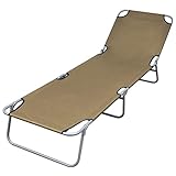 Tidyard Klappbar Sonnenliege mit Verstellbarer Rückenlehne | Gartenliege Relaxliege Klappliege Lounge Liege Liegestuhl für Camping, Strand, Garten, Terrasse & Balkon Taupe 189 x 58 x 27 cm