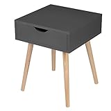 EUGAD 0080ZZ Nachttisch Beistelltisch mit Schublade Nachtkommode Nachtschrank Holzbeine MDF 40x40x50cm Grau