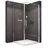 BERNSTEIN® Duschkabine 90 x 90 x 195 cm ESG-Glas Duschabtrennung EX416S mit Nano, Eck-Dusche mit Hebe-Senk-Mechanismus flexible Montage der Drehtür