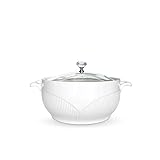 MLIMAR Ramen Schalen Geschirr Keramik Suppenterrine mit Glasdeckel Schöne Servierterrine mit Diamantdeckel, weiß, rund (2,5 l) (Farbe : White, Size : 1.3L)