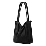 Tote Bag Damen,Shopper Tasche Damen Groß,Cord Tasche Beuteltasche Damen Mit ReißVerschluss,Umhängetasche Handtasche Damen,Umhängetasche Für Schule Arbeit Büro Reisen Einkaufen Alltag