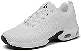 Mishansha Fitnessschuhe Damen Luftkissen Laufschuhe Mädchen rutschfeste Turnschuhe Atmungsaktiv Sportschuhe Leicht Indoor Outdoors Sneaker Trainer für Fitness Gym Weiß gr.39