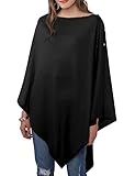 DiaryLook Kaschmir-Feeling gestrickter Poncho Damen Elegant, Langer Cape Damen Poncho für Frauen, weiche Knöpfe, Leichter Wickel Schal Cardigan für Frühling, Sommer, Winter Geschenk für Frauen