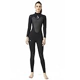 ZCCO Damen 3mm Neopren Neoprenanzug, Langarm-Neoprenanzug mit Reißverschluss hinten, Einteiler für Herren zum Schnorcheln, Tauchen, Schwimmen, Surfen （Schwarz，Medium）