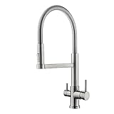 AORA® | STATEMENT INOX 3 Wege Wasserhahn aus Edelstahl | 360° drehbare Küchenarmatur aus massiven 304 Edelstahl | Spültischarmatur für Wasserfilter, Osmoseanlagen | Wasserfilter Wasserhahn