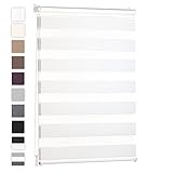 Blumtal Doppelrollo 90 x 130 - 155cm -  Klemmfix Rollo, Rollos für Fenster ohne Bohren, Klemmrollo für Fenster & Türen, Seitenzugrollo, Weiß