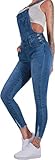 Y C Latzhose Damen Jeans Röhrenjeans Hose Röhre Latzjeans Stretch Overall Slim A110 (38, Blau)