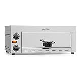 Klarstein Vesuvio Pro Pizzaofen Gastro, 1130 Watt, 1 Kammer, 360 x 330 mm Backfläche, Temperatur bis zu 300 °C, Krümelschublade, Edelstahl, Pizza Backofen, für Brot und Backwaren, silber