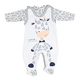 TupTam Baby Mädchen Jungen Strampler mit Langarmshirt Aufdruck Spruch 2 teilig, Farbe: Giraffe, Größe: 56