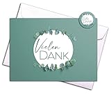 15 Dankeskarten & 15 Umschläge inkl. 15 passende Sticker – Klappkarten SET, Hochzeit, Taufe, Konfirmation, Kommunion, Ruhestand, Geburtstag, Mitarbeiter, Danke