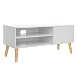 VASAGLE TV-Schrank, Lowboard, Fernsehtisch für Fernseher bis zu 43 Zoll, Fernsehschrank, für Wohnzimmer, modern, weiß LTV09WT