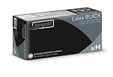 BINGOLD 619002 Latex Black Einmal Handschuhe, Puderfrei, Größe M, 100 Stück, Schwarz, M (100er Pack)