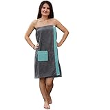 Sauna Frottee Kilt Sarong M-XXL Damen von JEMIDI 100% Baumwolle Saunakilt Saunasarong Saunatuch (Damen Grau/Mint)