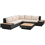 Outsunny 4-TLG. Luxus Polyrattan Gartengarnitur Gartenmöbel Garten-Set Sitzgruppe Loungeset Loungemöbel inkl. Ablagen und Beistelltisch Sitzkissen Schwarz