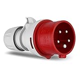 REV 0512520555 CEE-Stecker, 400V, 5-polig, 3Ph + N + PE, wasserdicht IP44, rot