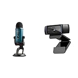 Blue Yeti USB-Mikrofon für Aufnahmen, Streaming, Gaming, Podcasting auf PC und Mac, Mikrofon, Blue VO!CE Effekte - Turkisblau & Logitech C920 HD PRO Webcam, Full-HD 1080p, Autofokus - Schwarz