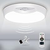 Wilktop LED Deckenleuchte mit Bewegungsmelder, Dimmbar Deckenlampe mit 3 Beleuchtungsmodi, IP44 Rund Wandlampe 6500K 200LM Sensor Leuchte für Flur Treppe Veranda Garage Carport Abstellraum Keller