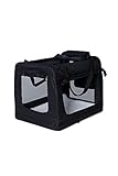 lionto Hundetransportbox Hundetasche Faltbare Transportbox Autobox Kleintiertasche (schwarz, 60x42x44 cm)