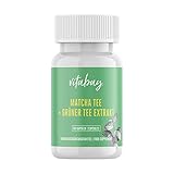 Vitabay Matcha Tee 300mg und Grüner Tee Extrakt 700 mg • 90 vegetarische Kapseln • Mit EGCG und Polyphenole • Enthält Aminosäure und Tannine • Bioverfügbar • Made in Germany