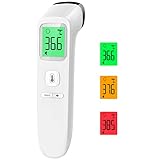 Fieberthermometer für Babys Kinder Erwachsene, Kontaktloses Stirnthermometer, Digitales Infrarot Thermometer mit sofortigen genauen Messwerten, Fieberalarm, LCD-Anzeige und 35 Speicherabruf (Weiß)